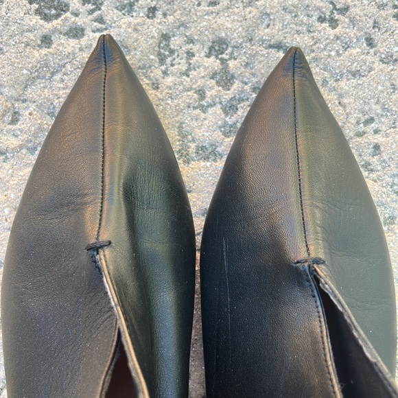 Zara Trafaluc black leather pointed toe split top ankle boots, women’s 38 - Picture 7 of 11